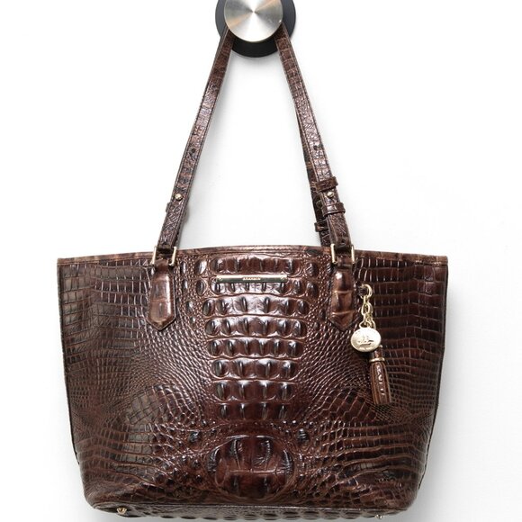 Brahmin Handbags - Brahmin Medium Ashter Tote Croc-Embossed Leather Brown Shoulder Bag